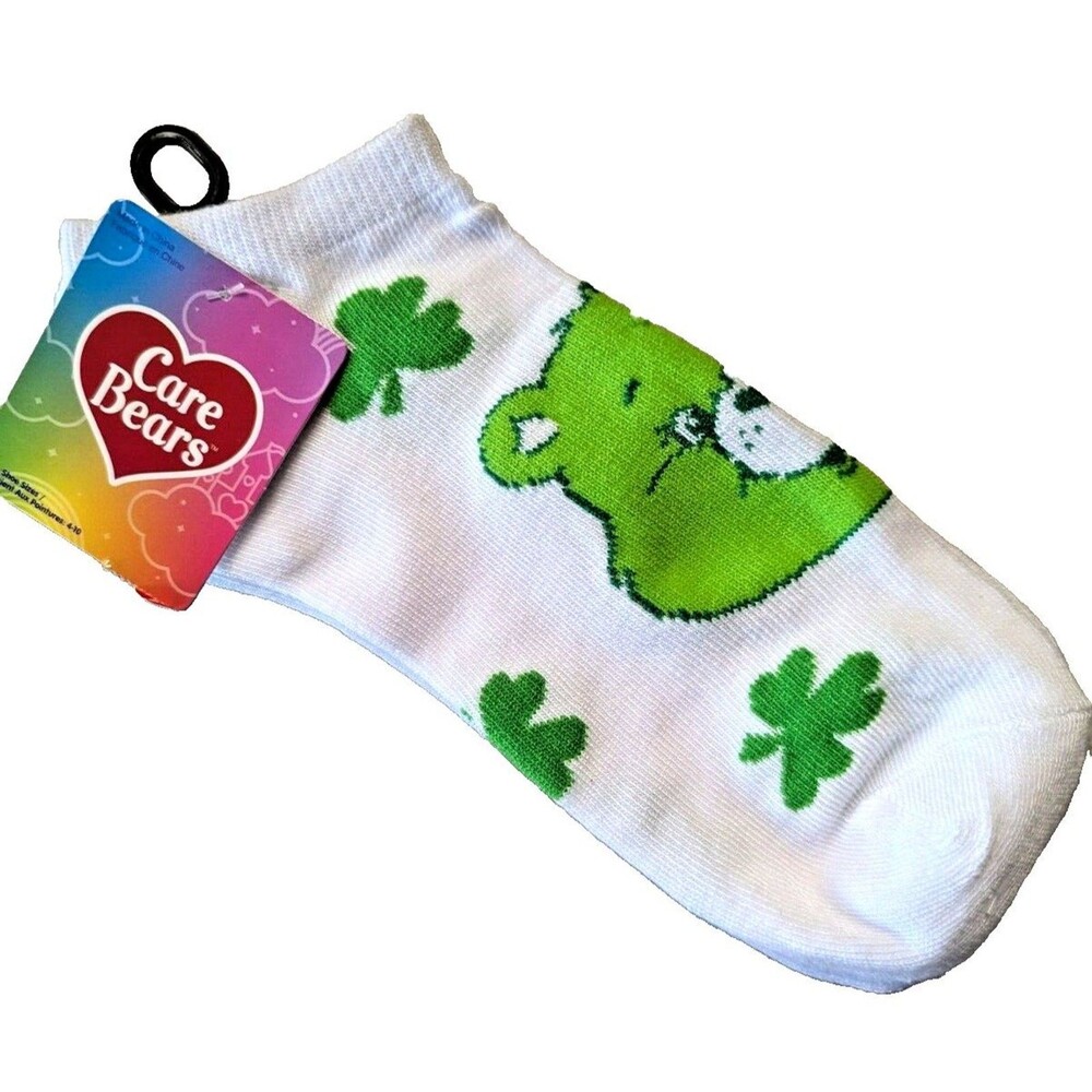 Care Bears Good Luck Bear Socks Size 4-10 Green No-Show St. Patrick's Day Clover